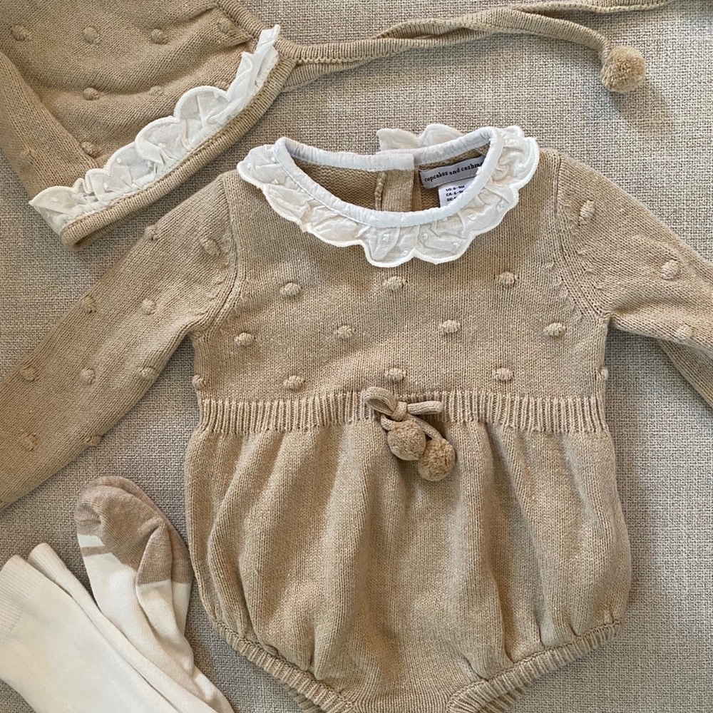 Cupcakes and Cashmere Tan Onesie